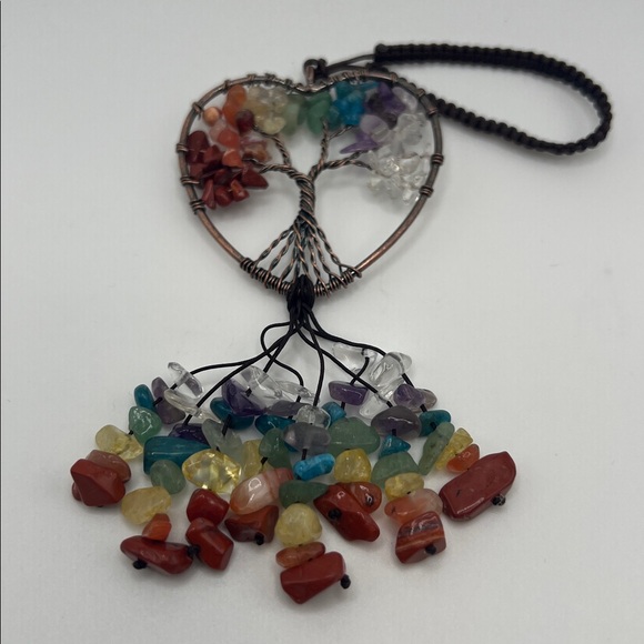 Other - Handmade 7 Chakra Tree of Life Crystal Heart Pendant Bohemian Colorful Gift